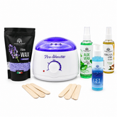 Kit Epilare Profesional Super Price 4 – Încălzitor Ceară Pro Wax100, Ceară Film Lavandă, Aloe Vera, Gel Răcoritor și Ulei de Argan