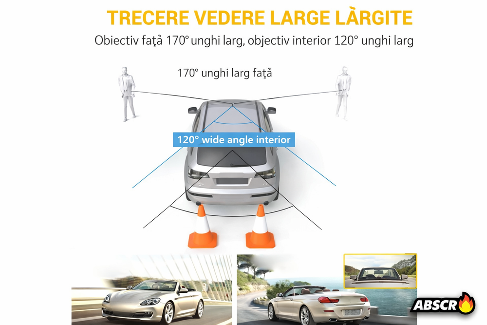 Camera auto DVR 3 canale, fata + interior + spate, Full HD 1080P, unghi larg 170°, ecran 2 inch, vedere nocturna, G-sensor, inregistrare in bucla PromotiiZilnice