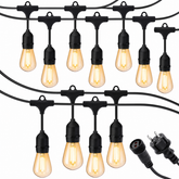 Ghirlandă LED 20 Metri cu 40 Becuri Filament E27, Impermeabilă IP65, Lumina Caldă, Exterior Terasă Grădină