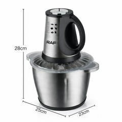Tocator electric RAF 7032 din inox 3L, 2 viteze, motor puternic, pentru carne si legume