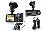 Camera auto DVR 3 canale, fata + interior + spate, Full HD 1080P, unghi larg 170°, ecran 2 inch, vedere nocturna, G-sensor, inregistrare in bucla PromotiiZilnice