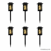 Set 6 Bucăți – Lampă Solară Decorativă pentru Grădină, Model Frunze, IP44, ABS Negru