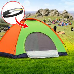 Cort Camping 3-4 Persoane 200x120X110 cm Impermeabil + Lanterna de Cap Cadou – Montare Rapida, Material Rezistent