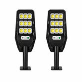 Set 2 x Lampa Solara Stradala JORTAN 100W, 9 Cadrane LED COB, Senzor de Miscare, Telecomanda, IP66, 6500K, Iluminat Exterior Curte si Gradina