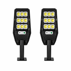 Set 2 x Lampa Solara Stradala JORTAN 100W, 9 Cadrane LED COB, Senzor de Miscare, Telecomanda, IP66, 6500K, Iluminat Exterior Curte si Gradina