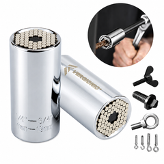 Set 2 Bucăți Adaptor Universal Multifuncțional 7-19 mm pentru Bormașină și Cheie Clichet, Cheie Tubulară Reglabilă pentru Șuruburi și Piulițe