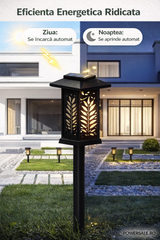 Set 6 Bucăți – Lampă Solară Decorativă pentru Grădină, Model Frunze, IP44, ABS Negru