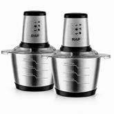 Set 2x Tocator Electric RAF R.7031, 1000W, Bol Inox 3L, 2 Viteze, 4 Lame din Otel Inoxidabil – Tocare Rapida Carne, Legume, Fructe
