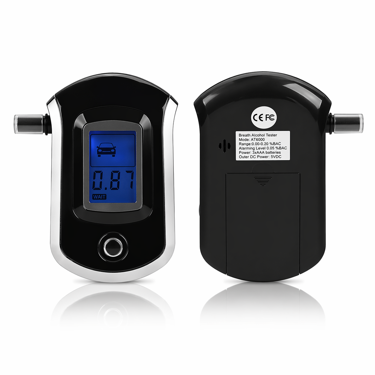 Tester Alcoolemie Digital Portabil cu 5 Muștiucuri, Afișaj LCD, Rezultate Rapide și Precise