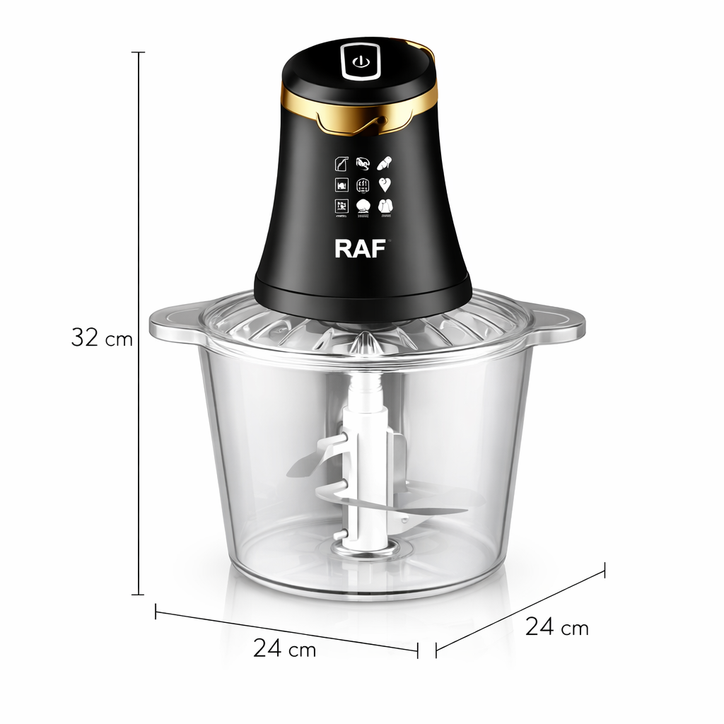 Tocator electric multifunctional RAF R7041 Smart Pulse 800W, bol 3L, 4 lame, 2 viteze, pentru carne si legume