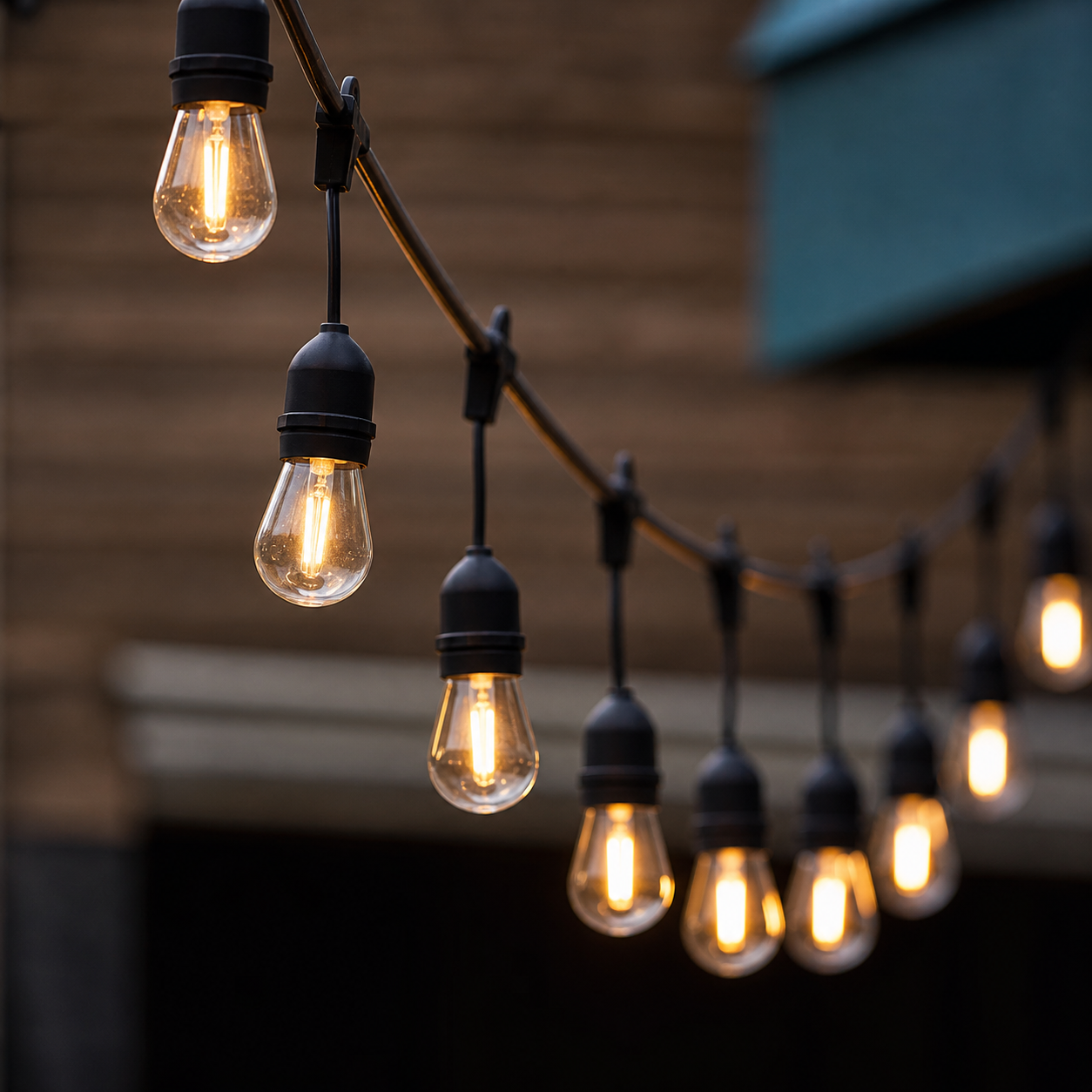Ghirlandă LED 20 Metri cu 40 Becuri Filament E27, Impermeabilă IP65, Lumina Caldă, Exterior Terasă Grădină