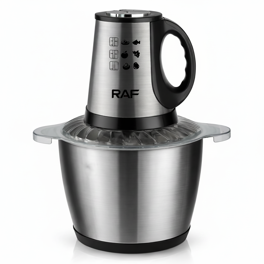Tocator electric RAF 7032 din inox 3L, 2 viteze, motor puternic, pentru carne si legume