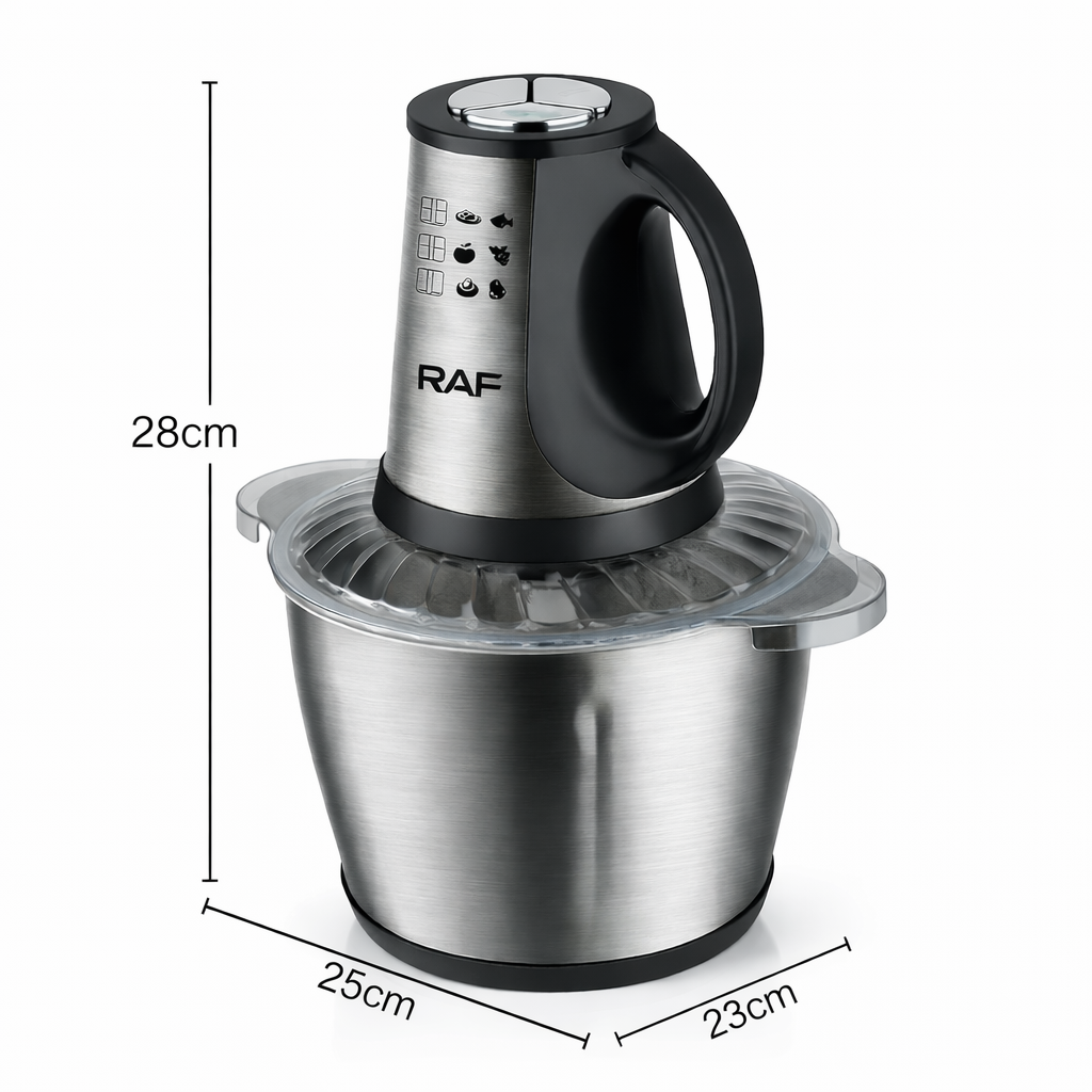 Tocator electric RAF 7032 din inox 3L, 2 viteze, motor puternic, pentru carne si legume