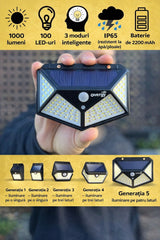 Set 10 Lampi Solare 100 LED-uri, Iluminare Puternica Exterior, 3 Moduri de Functionare