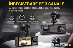 Camera auto DVR 3 canale, fata + interior + spate, Full HD 1080P, unghi larg 170°, ecran 2 inch, vedere nocturna, G-sensor, inregistrare in bucla PromotiiZilnice