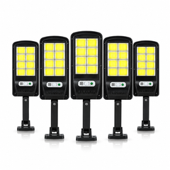 Set 5 Lampi Solare LED COB 100W JORTAN, 160 LED-uri, Senzor Miscare, Telecomanda – Iluminat Exterior Curte si Gradina
