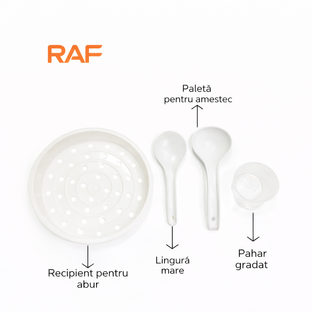 Oală multicooker RAF R166W 5L, 900W, 12 programe, afișaj digital, multifuncțională, alb