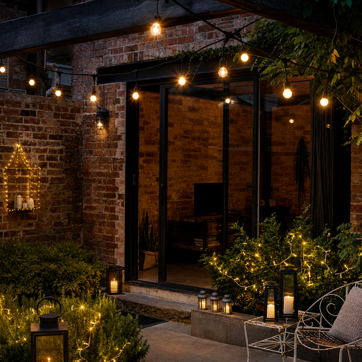 Ghirlandă LED 20 Metri cu 40 Becuri Filament E27, Impermeabilă IP65, Lumina Caldă, Exterior Terasă Grădină