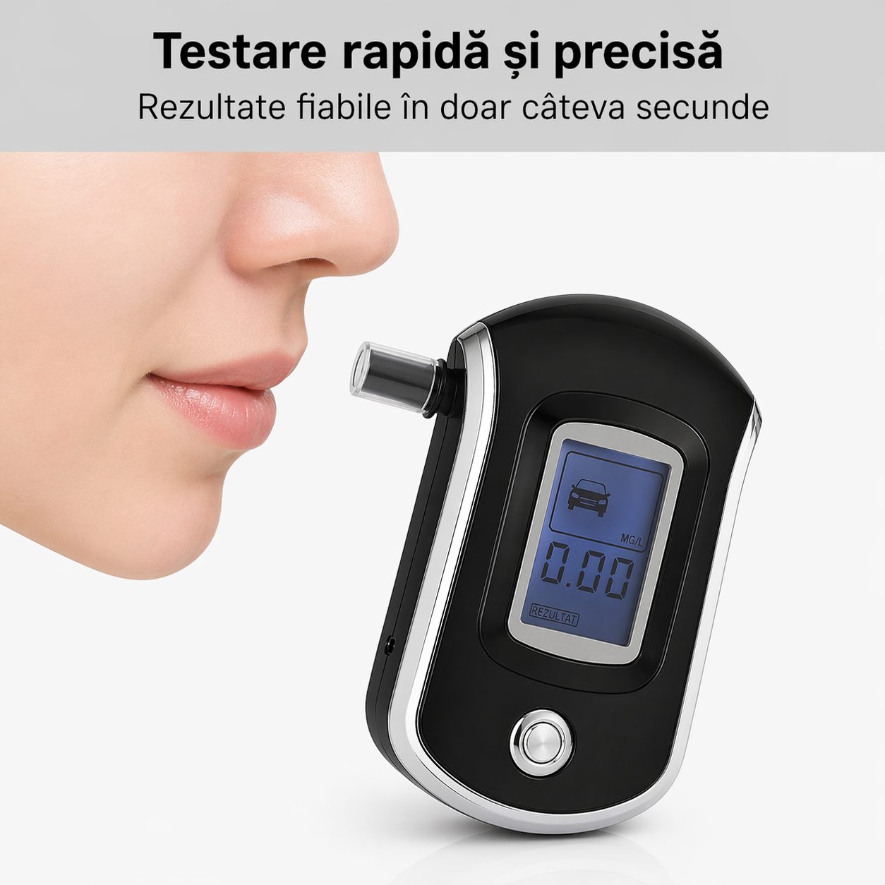 Tester Alcoolemie Digital Portabil cu 5 Muștiucuri, Afișaj LCD, Rezultate Rapide și Precise