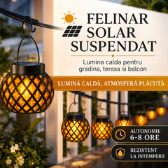 Set 4 Lampi Solare Suspendate cu Efect Flacara, Waterproof IP65, Iluminat Decorativ pentru Gradina, Terasa si Copaci