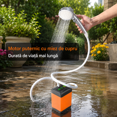 Dus Portabil Electric cu Display LCD si Temperatura Apa, Acumulator 110 Minute, Ideal Camping si Drumetii PromotiiZilnice