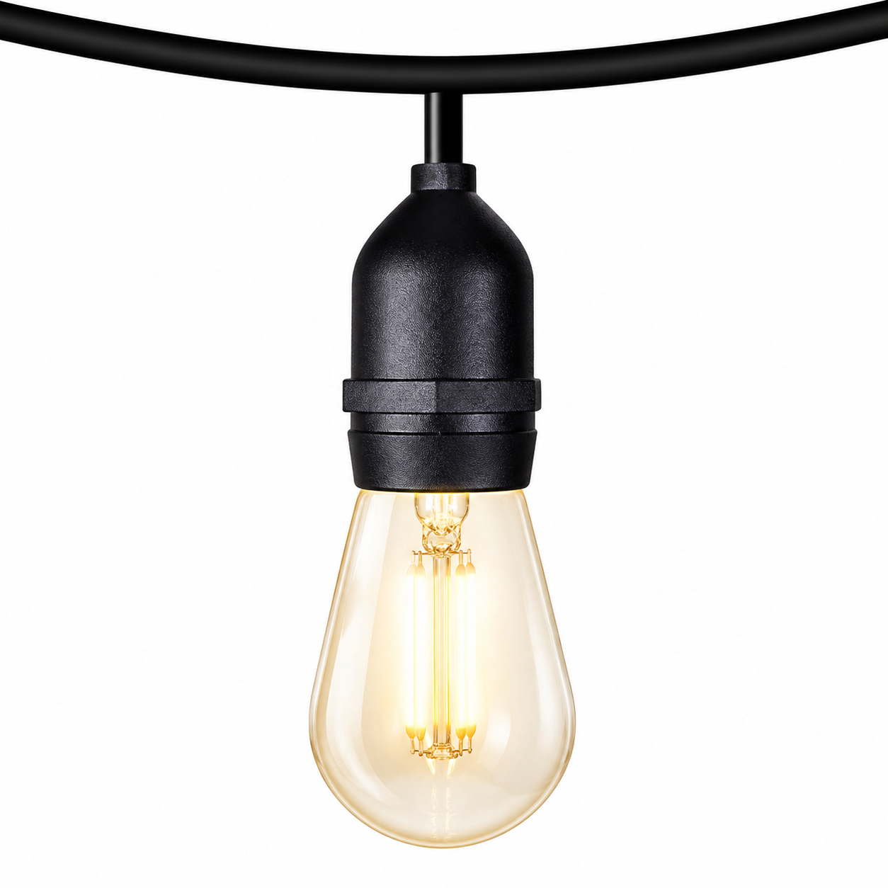Ghirlandă LED 20 Metri cu 40 Becuri Filament E27, Impermeabilă IP65, Lumina Caldă, Exterior Terasă Grădină