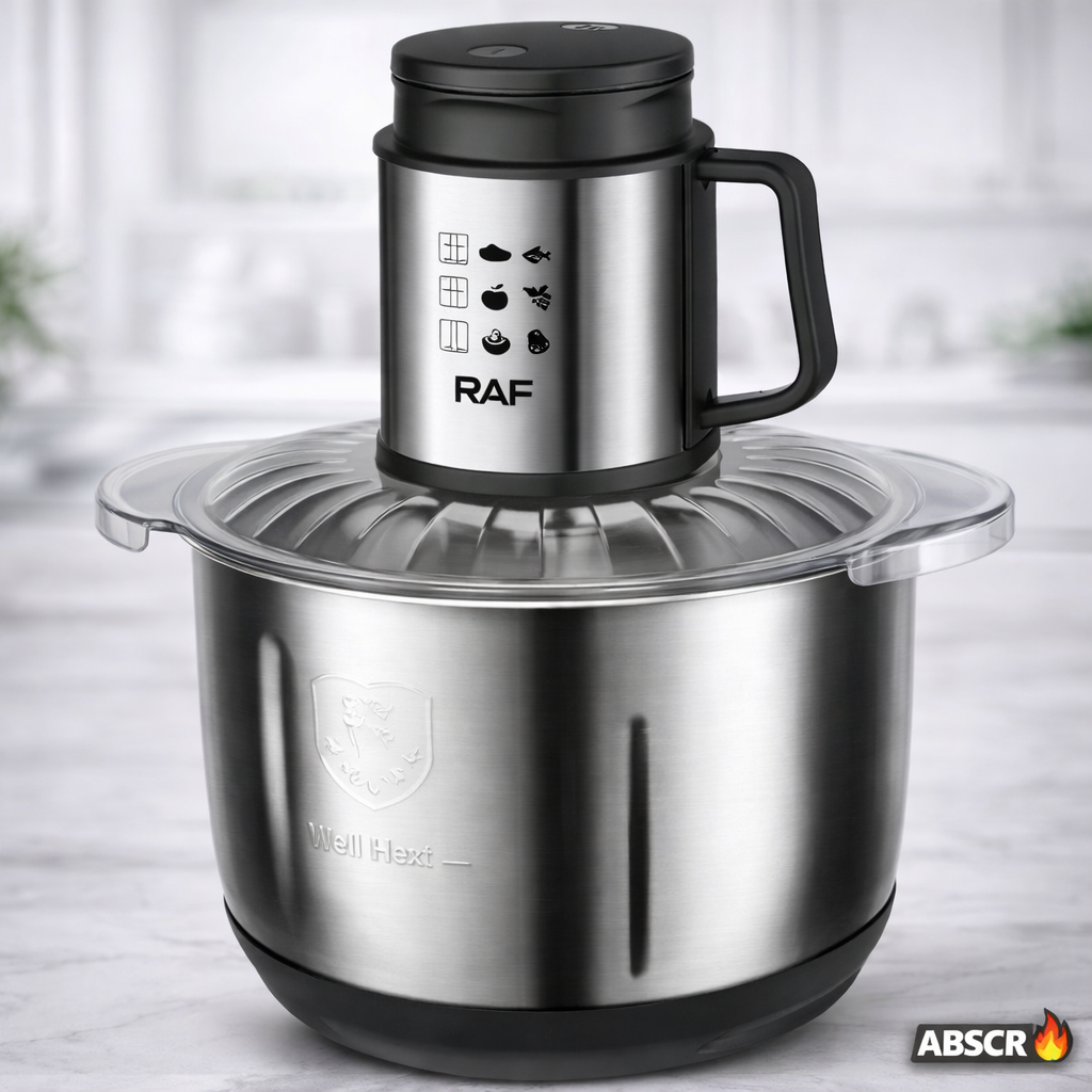Tocator electric RAF R.7025, 1000W, bol inox 5L, 2 viteze, lame din otel inoxidabil