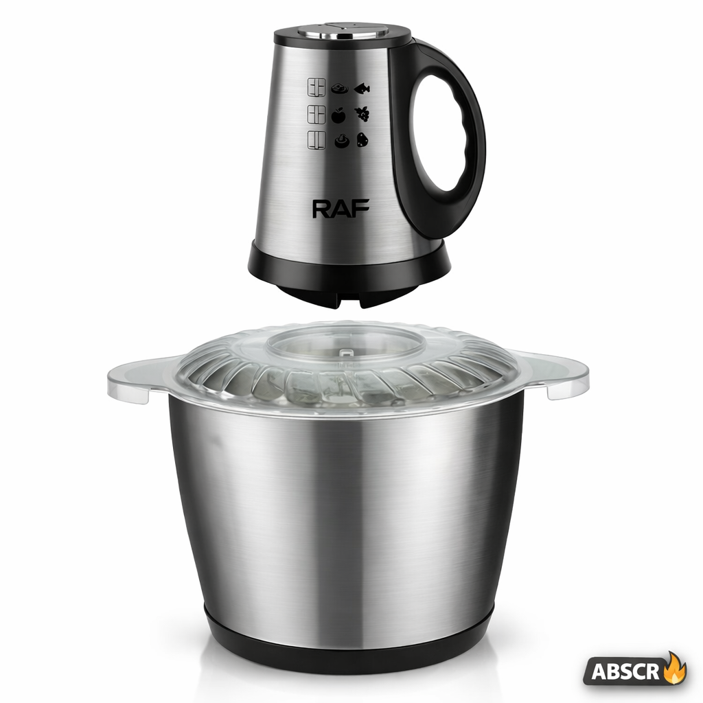 Tocator electric RAF 7032 din inox 3L, 2 viteze, motor puternic, pentru carne si legume