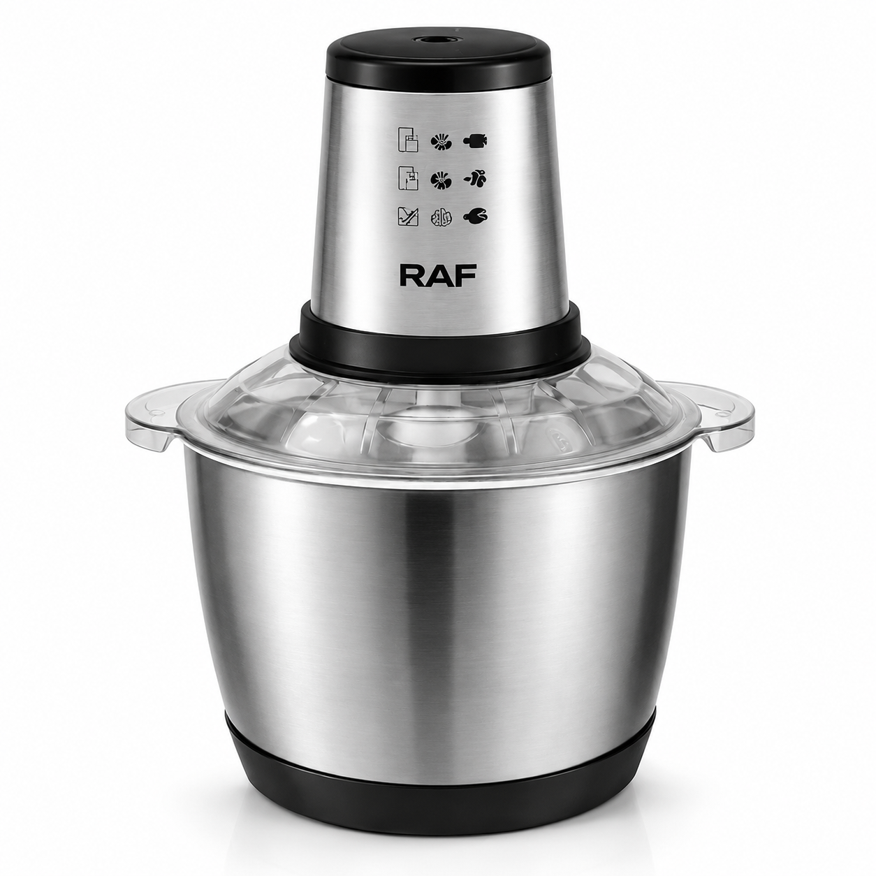 Set 2x Tocator Electric RAF R.7031, 1000W, Bol Inox 3L, 2 Viteze, 4 Lame din Otel Inoxidabil – Tocare Rapida Carne, Legume, Fructe