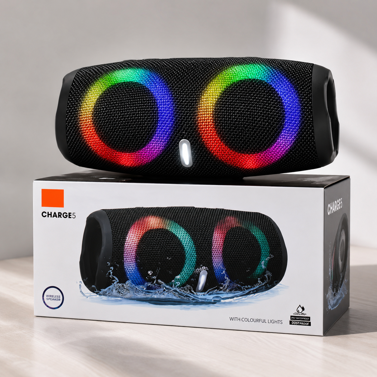 Boxă Portabilă rezistenta la apa CHARGE 5 Bluetooth 5.0 30W – 4000mAh, Lumini RGB, IPX6, USB/AUX/SD/FM, Sunet Puternic, Portabilă