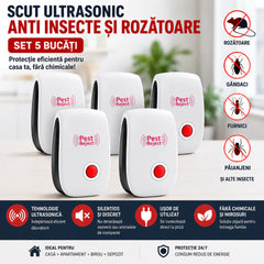 Set 5 Bucati Aparat Ultrasonic Anti Tantari, Gandaci, Furnici si Rozatoare PromotiiZilnice