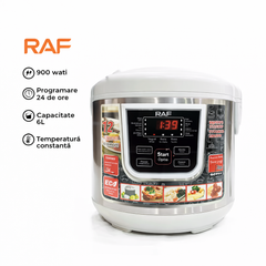 Oală multicooker RAF R166W 5L, 900W, 12 programe, afișaj digital, multifuncțională, alb