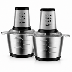 Set 2x Tocator Electric RAF R.7031, 1000W, Bol Inox 3L, 2 Viteze, 4 Lame din Otel Inoxidabil – Tocare Rapida Carne, Legume, Fructe