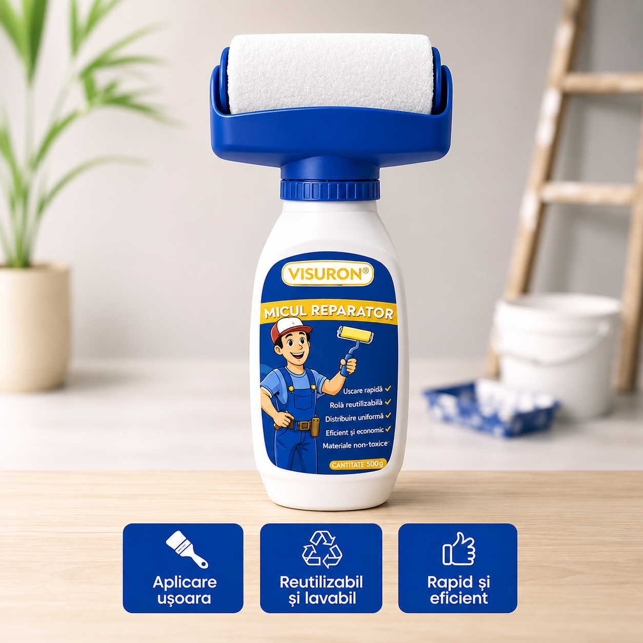 Set 2 Bucati Trafalet Micul Reparator cu Vopsea Lavabila – Retusuri Rapide pentru Pereti, Aplicare Curata si Uniforma PromotiiZilnice