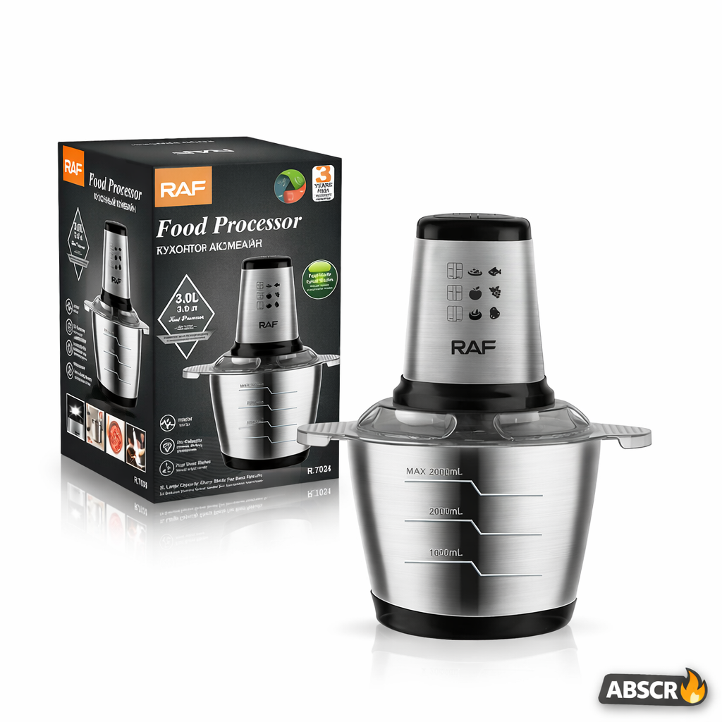 Tocator electric RAF R.7031, 1000W, bol inox 3L, 2 viteze, lame din otel inoxidabil