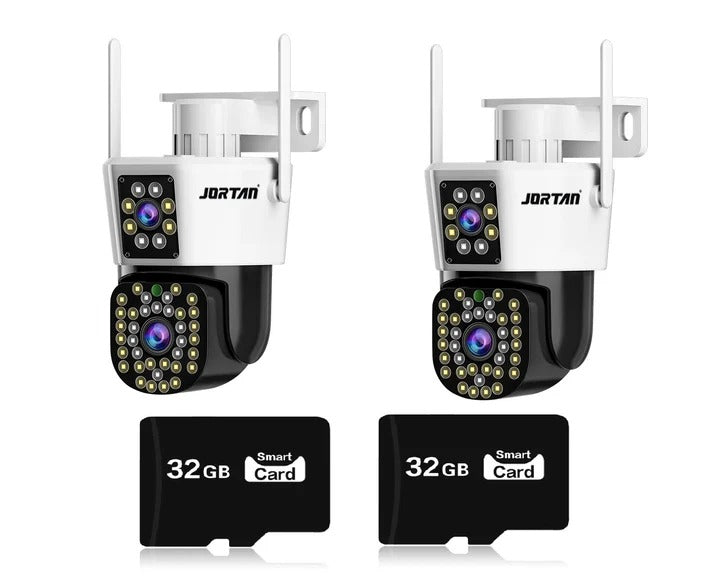 Set 2 Camere Supraveghere Jortan, 6MP, Full H, Detectare Umana si Faciala, 2 Carduri 32GB incluse
