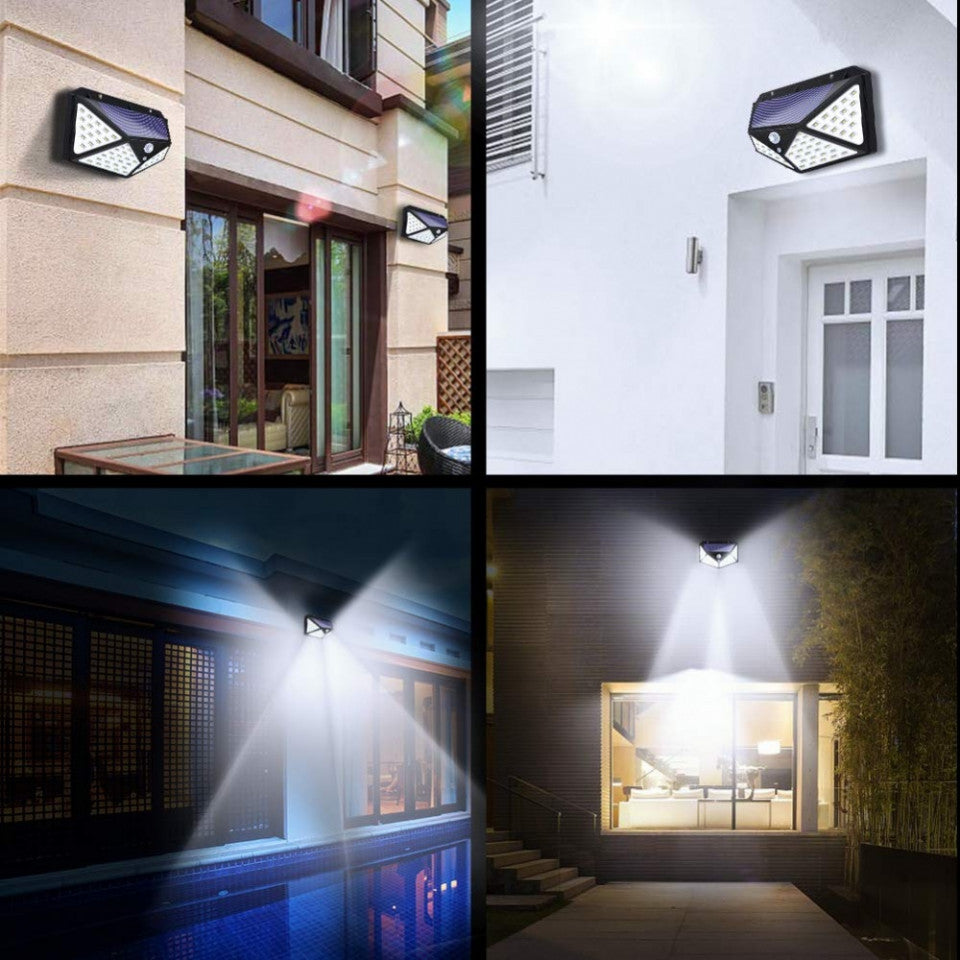 Set 10 Lampi Solare 100 LED-uri, Iluminare Puternica Exterior, 3 Moduri de Functionare