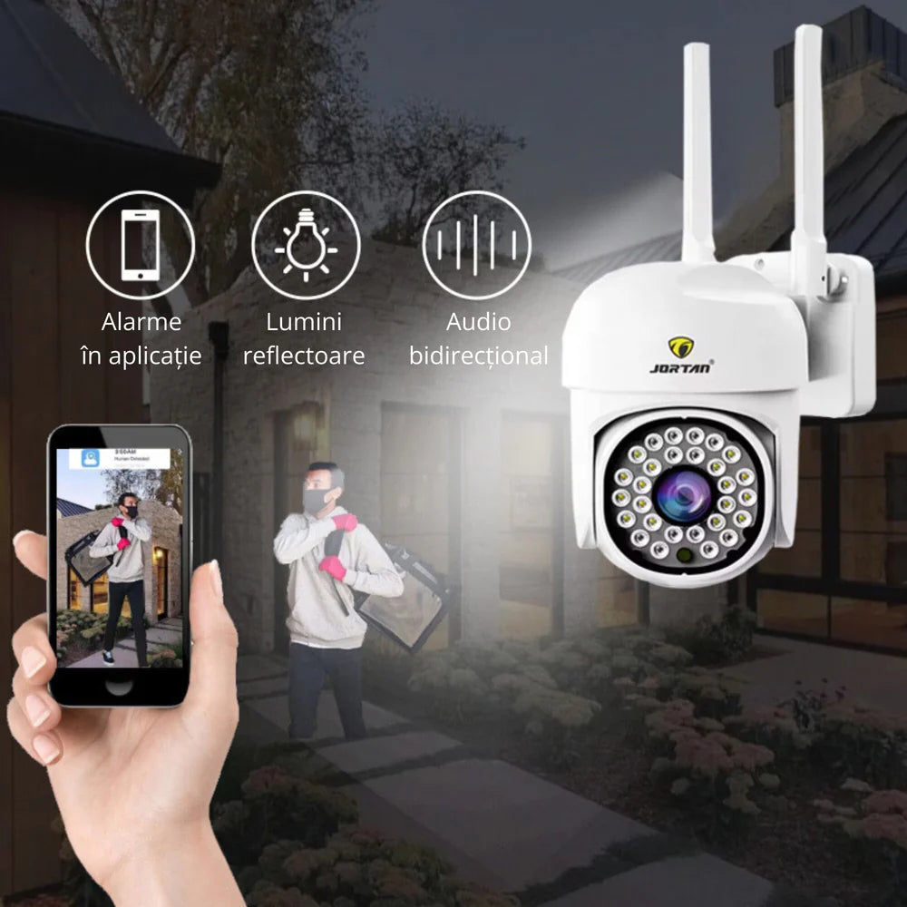 Set Complet Supraveghere: 2 Camere IP 360° WiFi Jortan + 2 Carduri 32GB